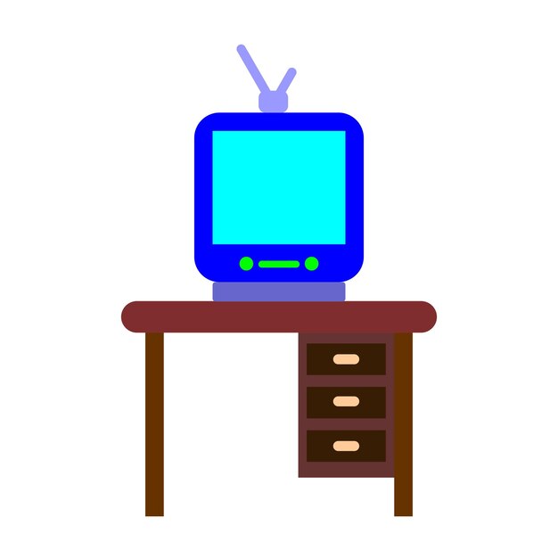 un pequeño televisor en un escritorio con un control remoto en la parte superior
