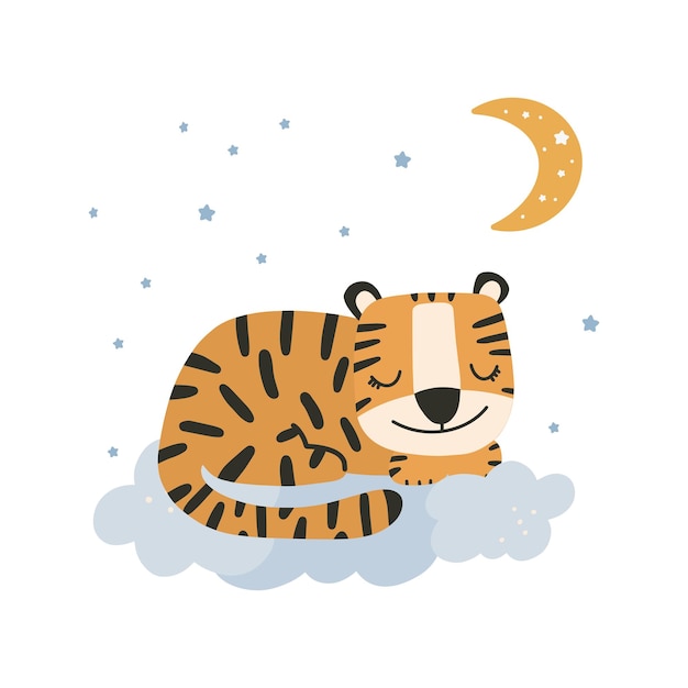 Pequeño tigre lindo símbolo chino del año 2022 Año del tigre Animal de dibujos animados