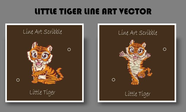 Vector pequeño vector de garabatos de arte de línea de tigre, adecuado para papel tapiz, cubierta o impresión de diseño