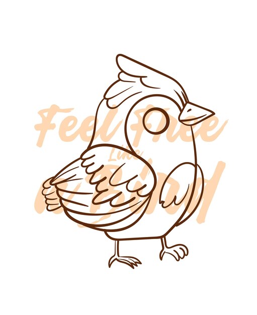 pequeño vector de pájaro con texto se siente libre como un pájaro en fondo transparente