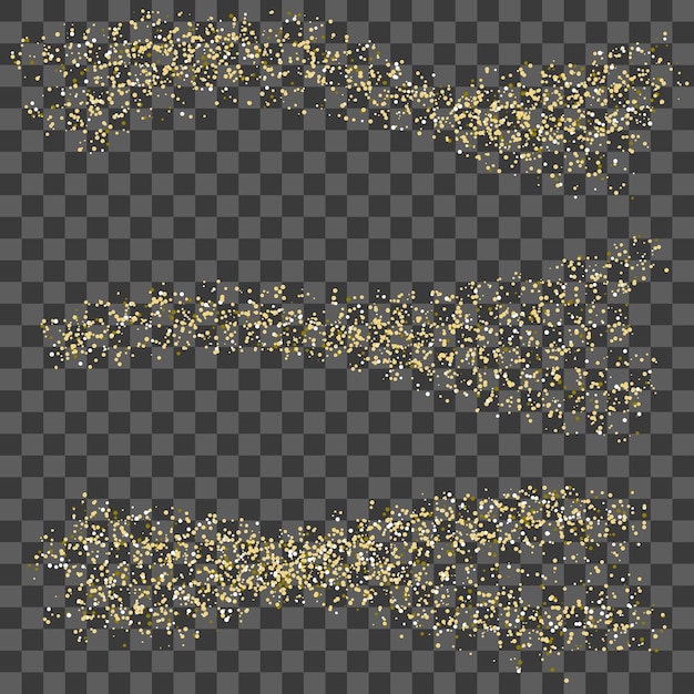 Pequeños confeti dorados en fondo transparente Conjunto de elementos de fondo de lujo para la fiesta de Año Nuevo