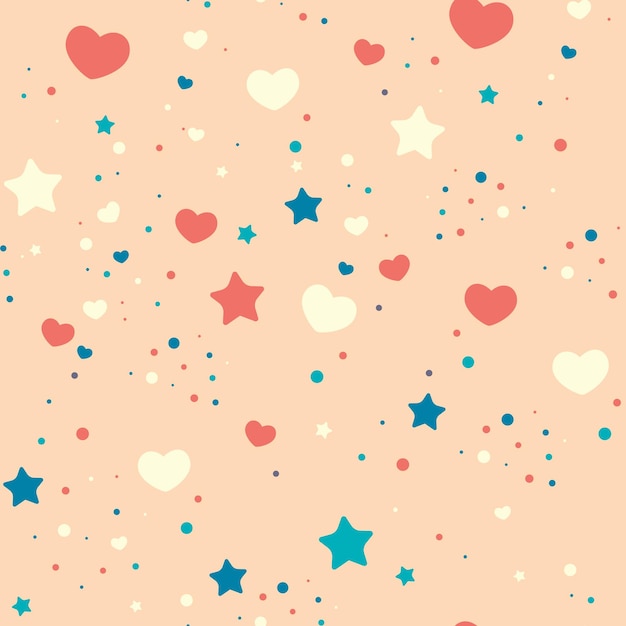 Pequeños corazones y estrellas colores pastel