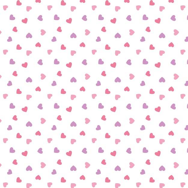 Pequeños corazones rosados extendidos ilustración vectorial de patrón sin costuras