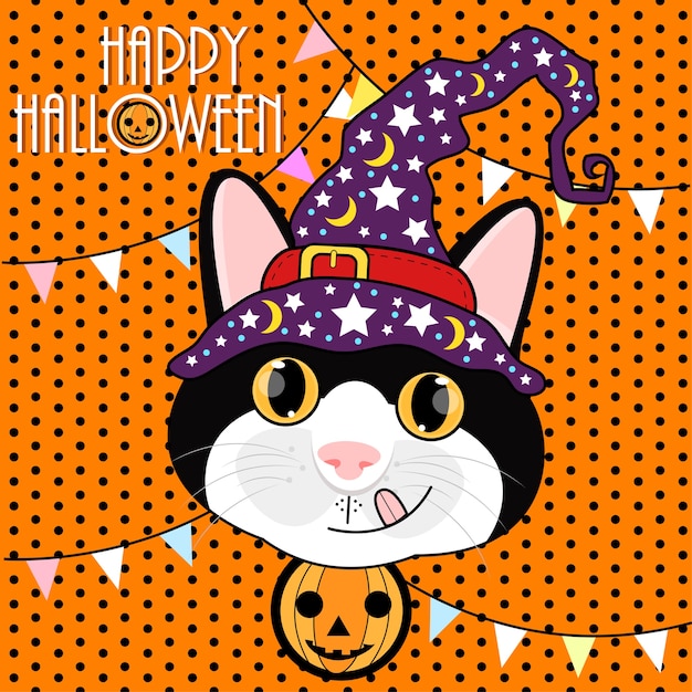 Vector los pequeños gatos lindos son felices en halloween