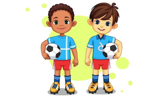 Pequeños jugadores de fútbol lindos