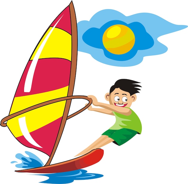 Vector pequeños niños juegan a surfear