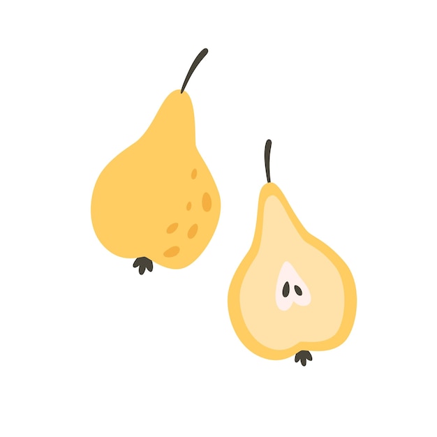 Pera, fruta de verano. Comida sana. Ilustración de vector de estilo plano