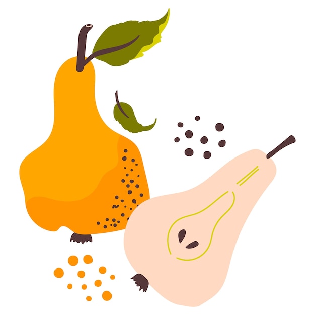 Pera La mitad de una pera Fruta madura saludable Ilustración vectorial