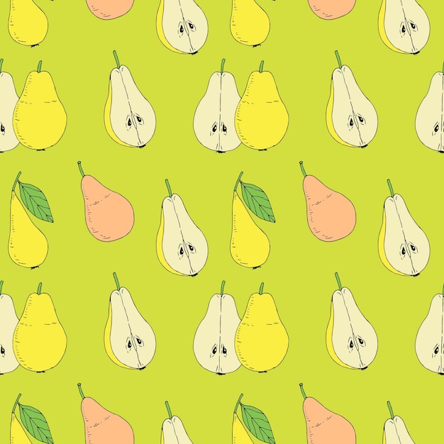 Pera de patrones sin fisuras vector ilustración mano dibujo boceto coloreado