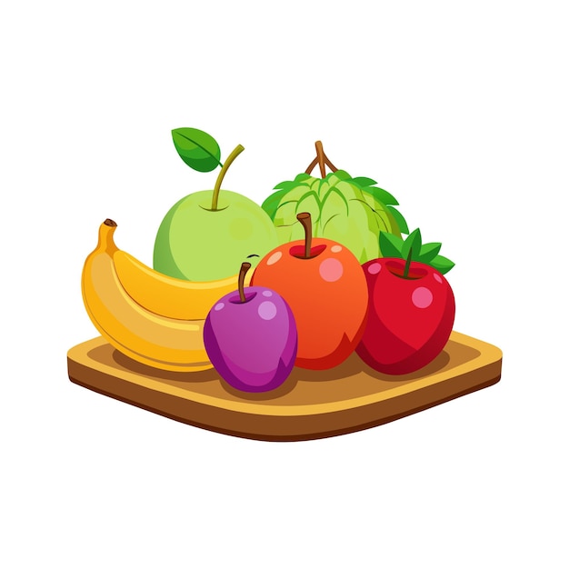 una pera de plátano y un plátano en una tabla de cortar
