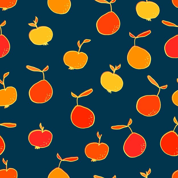 Peras y manzanas vector de patrones sin fisuras fruta con hojas dieta vitamina fondo