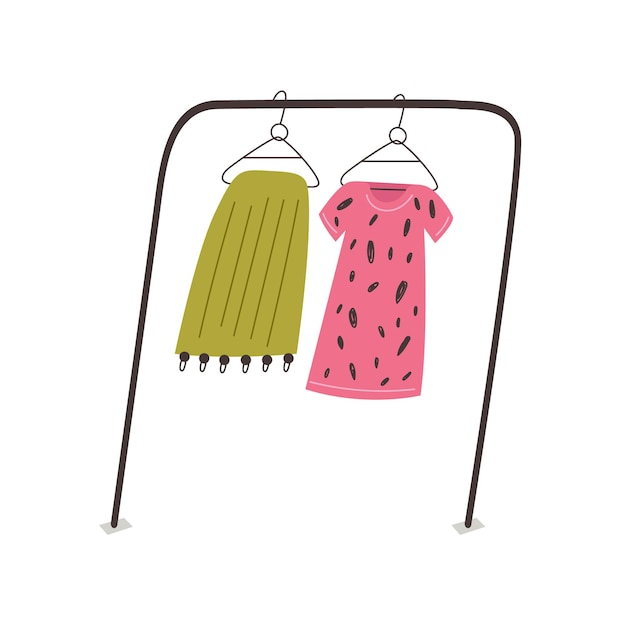 Percha con ropa dibujada a mano arte ingenuo