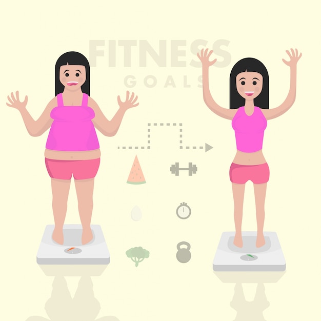 Vector perder ilustración de fitness de peso