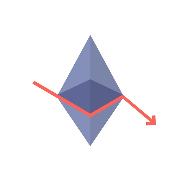 Vector pérdida monetaria con valor de ethereum caído