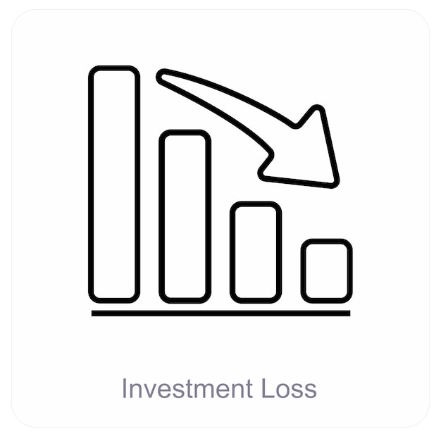 Pérdidas de inversión y concepto de icono de diagrama