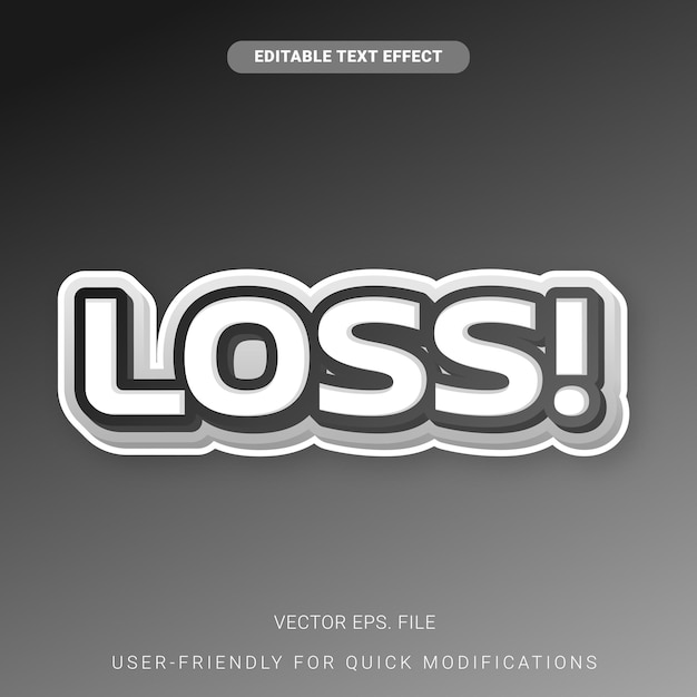 Pérdidas mínimas de monocromo Texto tipográfico Efecto Vector fácil de editar