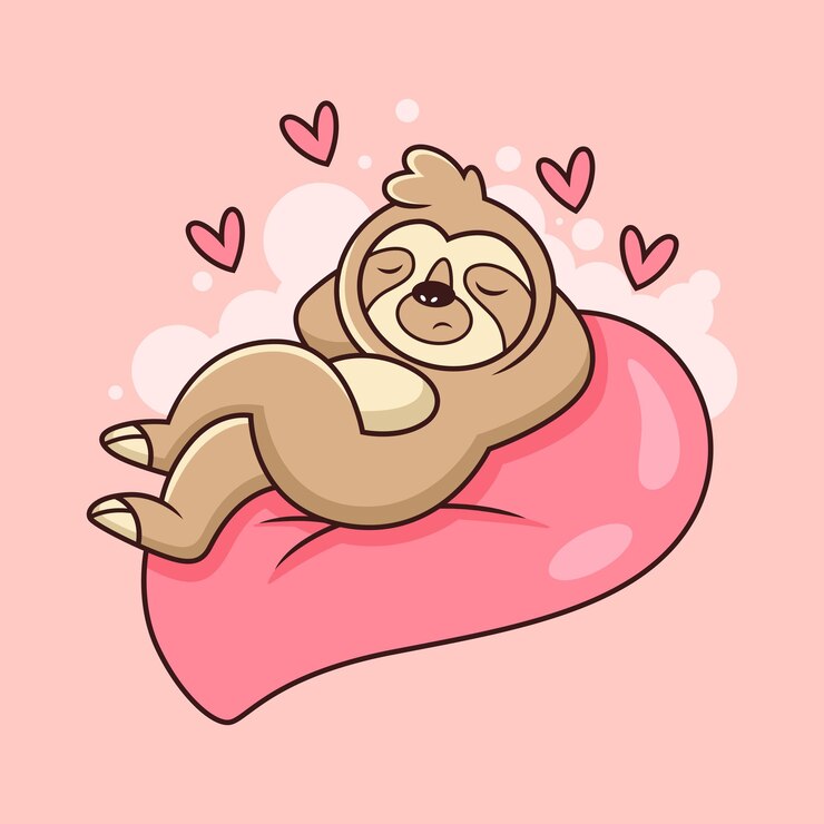 Vector el perezoso de dibujos animados se relaja con amor. concepto de icono animal aislado vector premium
