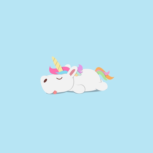 Perezoso unicornio durmiendo diseño de icono plana