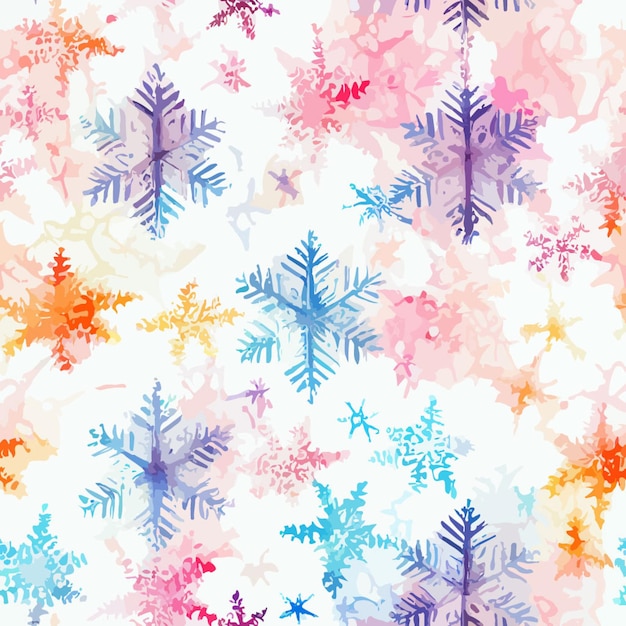 Vector perfecta decoración navideña copos de nieve aquarelle navidad patrón interminable vacaciones de invierno