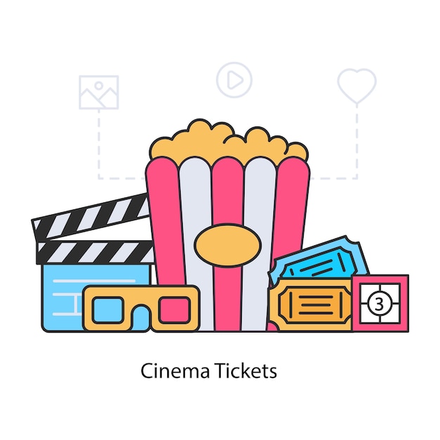 Una perfecta ilustración de diseño de entradas de cine.