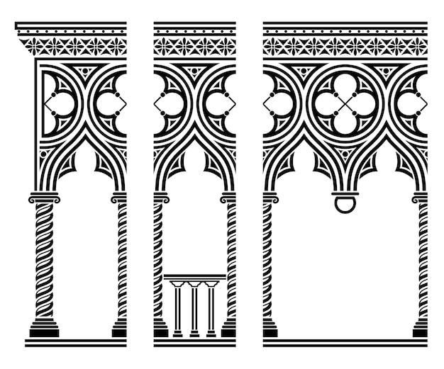 Vector perfecta textura de la galería de arcos góticos venecianos