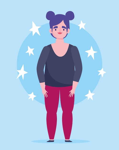 Perfectamente imperfecto, personaje de caricatura de mujer de pie