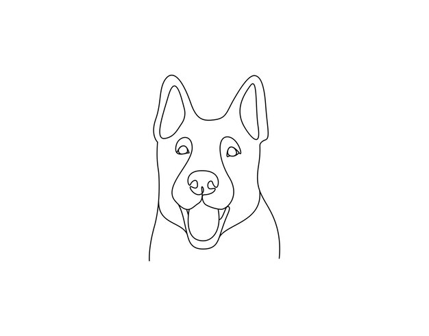 Perfil de la cabeza del perro estilo de dibujo de línea minimalista boceto de línea negra sobre fondo blanco vector