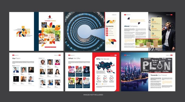 Perfil corporativo de la empresa Plantilla polivalente con portada trasera y páginas interiores Plantilla editorial