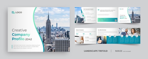 Perfil de empresa corporativa folleto tríptico paisaje estilo moderno simple editable