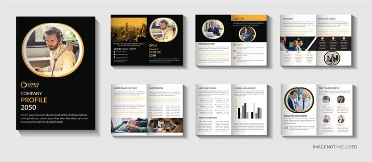 Perfil de la empresa Creative Bifold folleto del informe anual