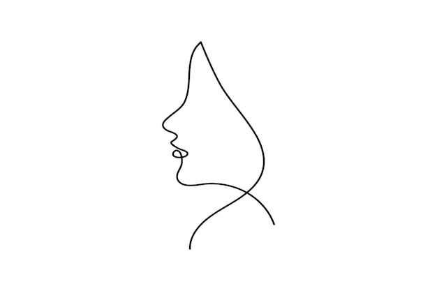 Perfil facial de la mujer dibujo continuo de una línea estilo minimalista ilustración de contorno aislado