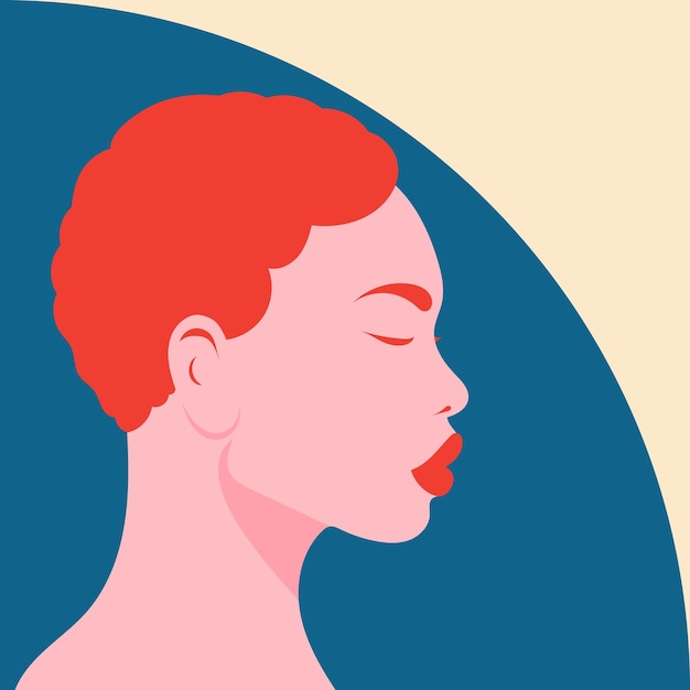 Perfil de una hermosa chica Ilustración vectorial en estilo plano y simple