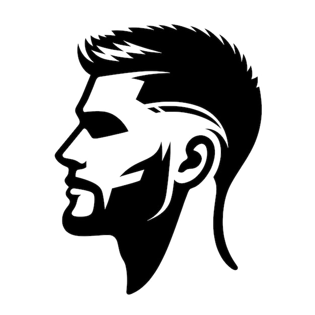 El perfil del hombre con el pelo corto y la barba de lado
