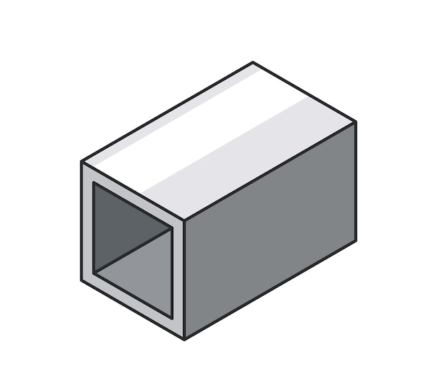 Perfil hueco rectangular metálico utilizado en la construcción o fabricación de materiales industriales