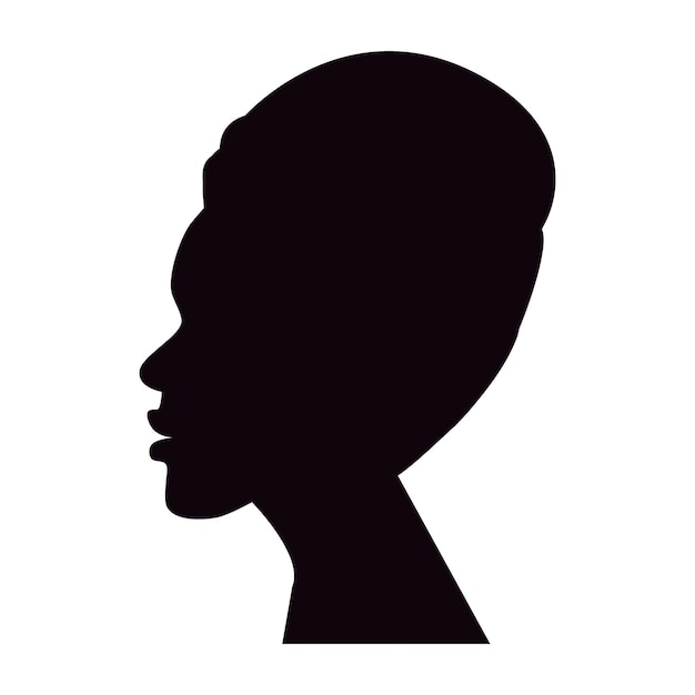 Perfil de imagen de silueta de una mujer afroamericana que lleva un tocado con el pelo atado Icono de pegatina