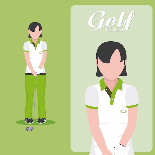 Perfil de jugador de golf sobre fondo colorido