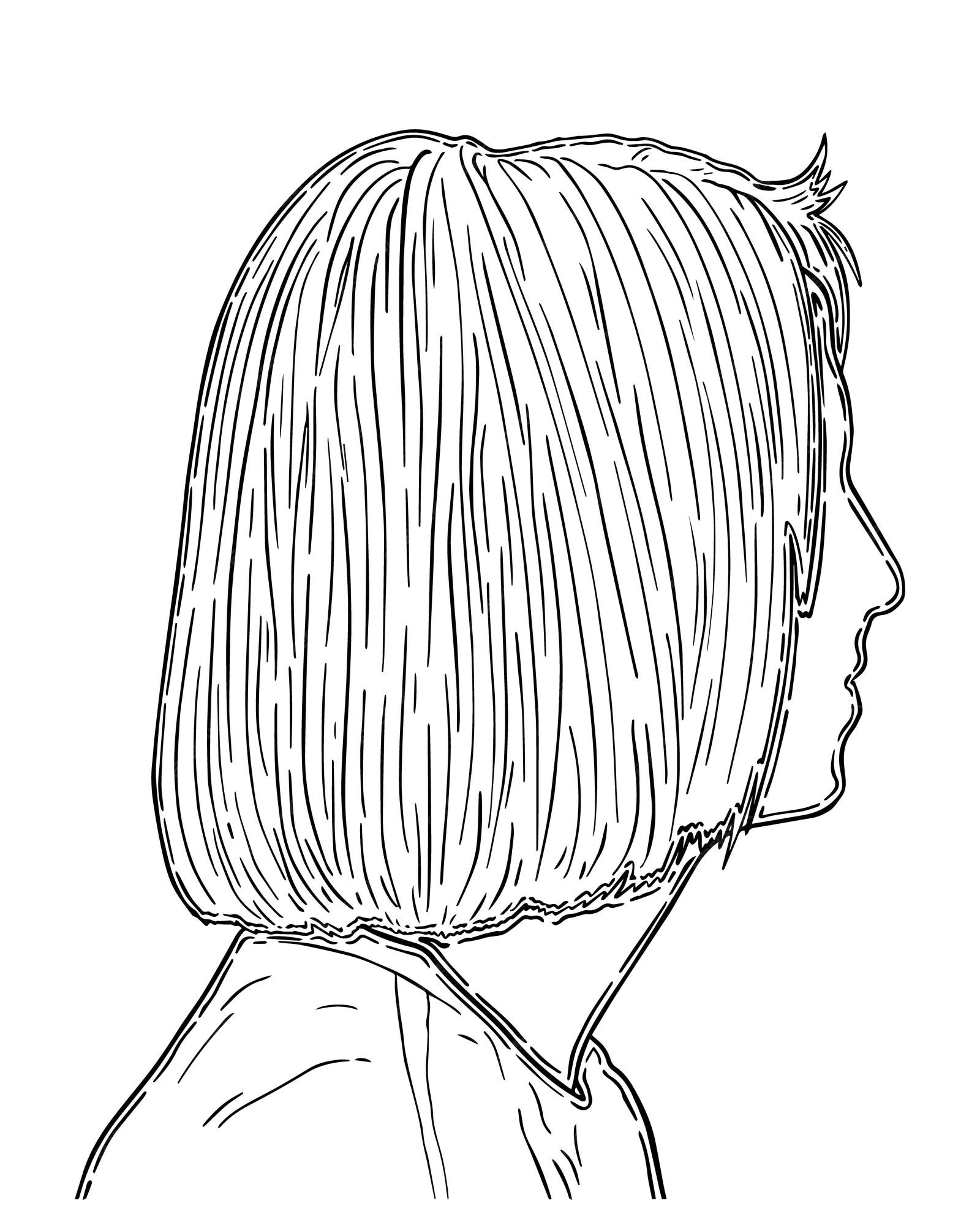 Perfil, de, un, mujer, con, pelo corto, garabato, linear | Vector Premium Perfil, de, un, mujer, con, pelo corto, garabato, linear | Vector Premium