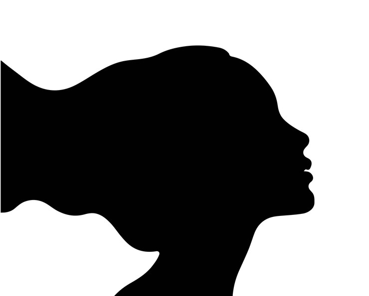 Perfil de persona avatar Silueta o icono de rostro femenino aislado sobre fondo blanco