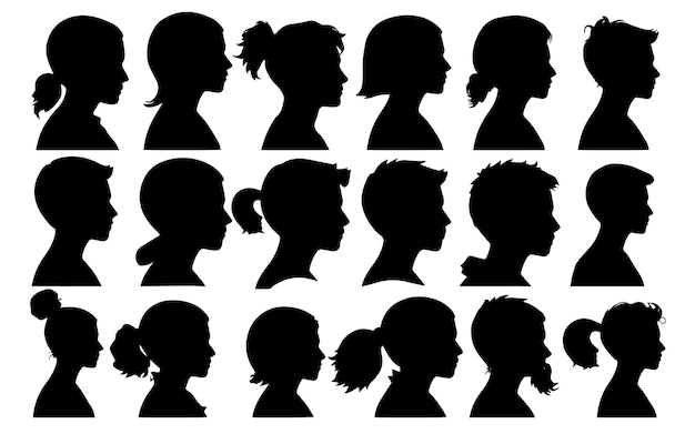 Los perfiles de silueta de los niños
