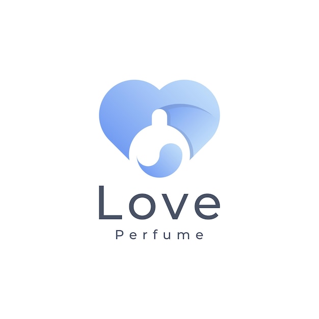 perfume de botella de lujo colorido con logotipo de plantilla de logotipo de corazón para producto de salón de belleza cosmético