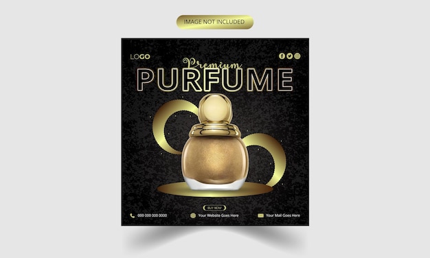 Perfume o fragancia de calidad superior, cosméticos, publicaciones en las redes sociales y plantillas de diseño de banners web