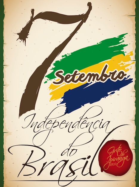 Pergamino recordándote el Grito de Ipiranga o Día de la Independencia de Brasil escrito en portugués