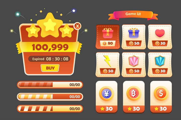 Vector pergaminos y pergaminos de la interfaz del menú de la interfaz de usuario del juego