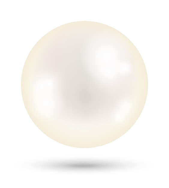 una perla blanca brillante sobre un fondo blanco