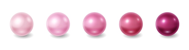 Perlas rosadas en tonos gradientes sobre un fondo blanco