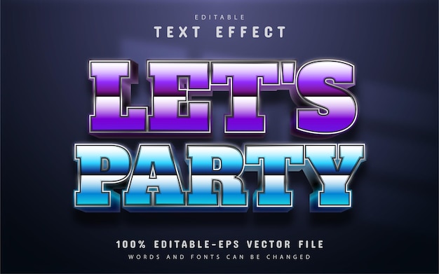 Permite fiesta de texto, efecto de texto de estilo retro de los años 80
