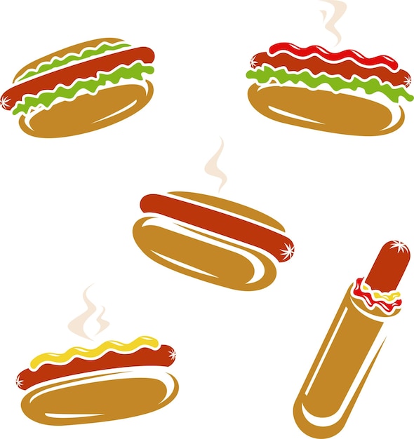 Perrito caliente, conjunto, vector