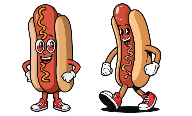 El perrito caliente de dibujos animados Vector