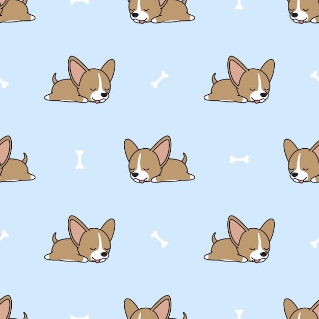 Perrito chihuahua durmiendo con hueso de patrones sin fisuras | Vector Premium Perrito chihuahua durmiendo con hueso de patrones sin fisuras | Vector Premium