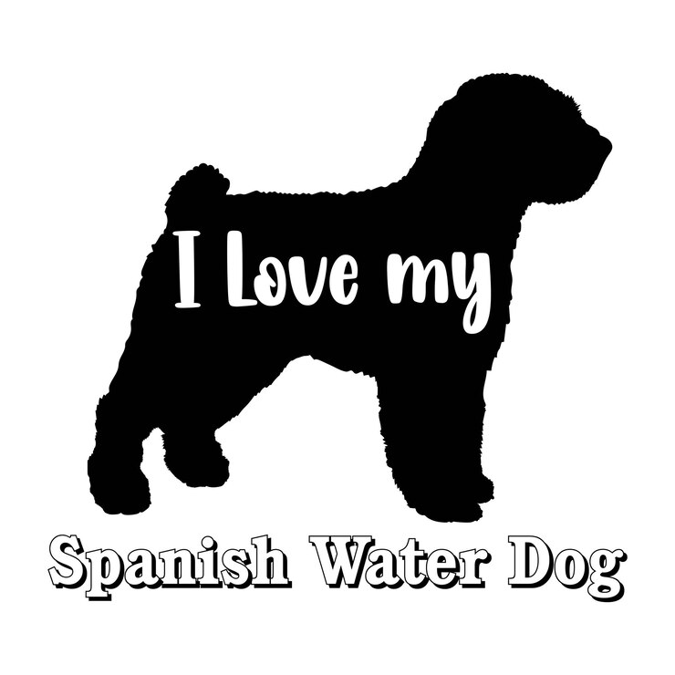 Vector perro de agua español amo a mi perro silueta de perro razas de perro logotipo vector de monograma de perro